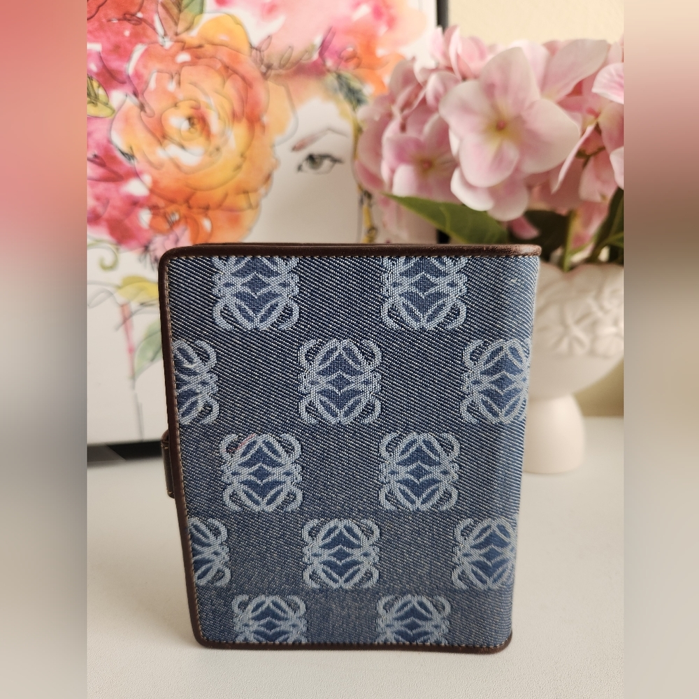 Loewe Blue Denim Anagram Notebook Cover with Brown Leather Trim - Picture 2 of 7